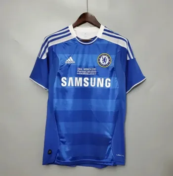 Camiseta retro Chelsea 2012 azul, manga corta, logos Adidas y parche Final Munich